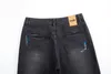 Målade tvättade svarta jeans för män raka baggy casual lastbyxor överdimensionerade denimbyxor