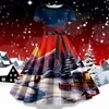 Casual Dresses Women Christmas Print Short Sleeve Evening Party Prom Dress Lace Up Belt Plus-size Swing för Vestido