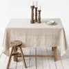 100％純粋なリネンソリッドカラーテーブルカバーキッチンダイニングルームパーティーホリデーテーブルトップデコレーション231221のための天然布のテーブルクロス