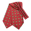 Bow Ties Hi-Tie Silk Red Green Men Christmas Ascot Ascot Hanky ​​Cuffe Links Set Jacquard Snow Deer Vintage de Noël Vintage