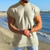 Men's T Shirts Man White Blue Sleeveless T-shirt Summer V-neck Tshirt Xxxl Casual Fit Tank Top Male Waffle Fabric Boys Plus Size Tee Shirt