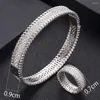 Collier Boucles d'oreilles Set Janekelly Luxury 2pcs Bangle Ring Cumbic Zirconia Fashion for Women Wedding Engagement Gift