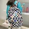 Moda Lady Lattice Travel Bag de desenho animado Feminino Feminino Backpack Faculdade Trendy Girl Girl Cool Kawaii Laptop 231222