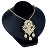 Collane a ciondolo solare sunpicems Trendy Marocco Women Necklace Full Crystal Menta Verde Verde Bride Gioielle