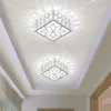 Luzes de teto de cristal quadrado moderno simples corredor varanda entrada holofote casa interior iluminação varanda cristal 5w led teto la