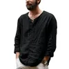 Men's T Shirts Men Spring T-shirt Casual O-neck Solid Color Vintage Drawstring Daily Wear Loose Long Sleeves Summer Top Clothes