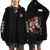 Nyaste anime jujutsu kaisen hoodies kawaii itadori zip up tröja satoru gojo cosplay unisex zipper jacka hip hop streetwear