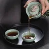 Teaware Sets Portable Ge Kiln Ceramic Travel Tea Set 1 Teapot 2 Teacup Car Mounted Gaiwan Cups And Mugs Yixing Kettle Cute Cup Pot