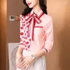 Blusas para mujeres Spring Autumn Fashion Elegant Bow Chic Camisas de gasa estampada Impreso