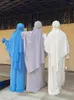 Etniska kläder muslimska kvinnor bönutrustning ramadan eid hijab klänning dubai kalkon abaya med lång huvudduk khimar jilbab set islam burka