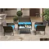 Set da giardino nave da USA Fast Ups 4 pezzi Gruppo di sedili di divano Rattan con cuscini Outdoor Ratten WF190610aac Delivery Delivery Home Furni Dhdq6