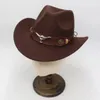 Cappello nero da cowboy occidentale con decorazioni per toro classico brim jazz imitazione cappelli di lana per donne sentirsi cavaliere 231221