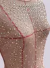 Gooide glitter vrouwelijke deksel maxi jurk mesh doorzichtige split mode lange mouw slanke sexy strand cover-jurk voor vrouwen 231222