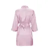 Dames slaapkleding badjas massief roze trouwjurk kimono satijn korte pyjama gewaad dames volle mouw kleedjurken zijden meid