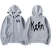 Korn Rock Band Men's Hoodies Letter Imprimez des vestes à glissière Metal Gothic Graphics Swechshirts Loose