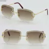 Piccadilly Irrégulet Frameless Diamond Cut Cut Lens Sunglasses Femmes ou homme Unisexe Rimless Scarués à l'extérieur Glasse