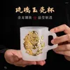 Vinglas av draken high-end guld inlagd jade glaserade porslin vatten kopp kaffe hushåll personlig te set tecup kontor