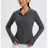 Al Yoga Hoodies Ribbed Corset Full Zip Jacket Long-Sleeve Hooded Jackets Slim-Fit Hip-Length Sweatshirts Seamless Cable Sticks Jogger Sweattops With Thumb Holes