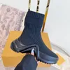 Designer boot damskie botki botki prędkości czarne dzianiny botki kostki buty buty buty buty grubą dolną gumową podeszwę