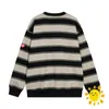 24SSラウンドネックベルベット男性のためのストライプスウェットシャツ女性1品質のクルーネックセーター