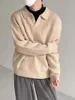 Maglioni maschili mascheri a maglia uomini uomini vecchi soldi oversize pullover casual per uomo autunno inverno kaki polo top maschio streetwear coreano