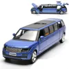 1 32 Simulação Land Range Raver Longe Limousine Limousine Metal Diecast Car Modelo de carro Pull Back Blacking Musical Kids Toys Boys Presente 231221