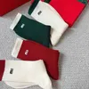 Athletic Socks Designer Trendy and fashionable red, white, and green letter color matching Christmas and New Year boxed medium length cotton socks for women