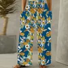 Frauenhose passen alle passen elastische Taille Lange Baggy Pant Vintage Floral Print Joggshose Frühling Frauen Mode Laternentaschen Hosen Hose