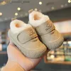 Athletic Outdoor Winter PU Baby Girls Boys Casual Shoes Solid Embroidery Warm Plush Toddler Children Sport Shoes Hook Loop Soft Kids Sneakers Q231222