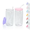 16oz Plastic Mason Jar PP Acrylic Single-Layer Cup med halm 500 ml Clear Mason Can PP Drinking Cup LL