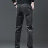 Pantalones para hombres 2023 otoño/invierno asciende medio tubo recto plush pana tibia casual con ajuste delgado elástico