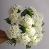 Kwiaty dekoracyjne 20 "sztuczny prawdziwy dotyk hortensji w kremowej białej sztucznej wiosennej gałęzi kwiat DIY Floral/Wedding/Home Floral