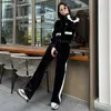 Women's Piece Pants Autumn Clothing New Two-piece Set Age Reducing Hooded Contrasting Color Set Women's Fashion High-end Autumn and Winter Women's Clothing