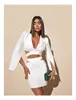 Abiti da lavoro White Women's Summer Suit Crop Top Ses Sexys Gonnets Set da 2 pezzi Eleganti e belli per il Festival Formale Formale.