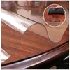 Round Tablecloth Transparent Soft PVC Waterproof Oilprpoof Living Room Dining Tables Kitchen Desk Protector Home Decor 1.0mm 11 231221