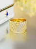 Wedding Rings Retro Plain Gold with Diamond Ring Female Index Finger Wide Arm Gold-plated Instagram Cool and Style 231222