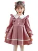 2023 Söta flickor Princess Klänning Spring Autumn Korean Children S Girls Peter Pan Collar A Line Party Dresses For Birthday 231221