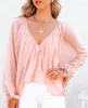 Women039s T Shirts Women39s Top Tied Detail Backless Ruched Batwing Sleeve Blouses VNeck Long Blouse7068718