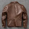 Men's Jackets Oil Wax First Layer Cowhide Leather Coat Jacket Handsome Lapels High Quality Thickened Mm