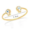 Braccialetto fine 18k oro blu placcati blu regolabile braccialetti aperto goccia d'acqua guscio bianco 2022 Trending Heart Heart Cross Jewelry245D