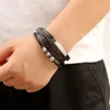 Bracelet en cuir multicouche tressé à la main avec boucle magnétique tissée pour hommes