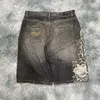 Mäns shorts 2023 Ny gotisk trend tryckt hög midja korta jeans kvinnor y2k gata sexiga flickor hög midja lösa shorts kvinnor t231222