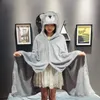 Cartoon Cute Cape Blanket Flannel Lazy Shawl Cape Student Hooded Home Office Nap Blanket winter Bed Blanket Coral Velvet Warm 231221