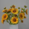 Decorative Flowers Nearly Natural Artificial Sunflowers 7 Head Bouquet Home Garden Party Arrangement Pography Props Flores