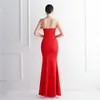 Casual Dresses Red Strapless Off The Shoulder Bodycon Prom Wedding Dress For Women Sleeveless Sexy Split Mermaid Evening Party Vestidos