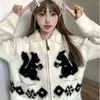 Kobiety bluzy damskie zima koreańska ciepła urocza druk bluzy z kapturem amerykańska moda ulica Y2K retro proste zagęszczone ubrania kawaii długie rękaw