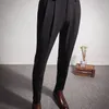 Klassiek pak voor herenbroeken voor mannen Spring Summer Mens Dress High Taille Stretch Broek Mannelijk bedrijf Casual Black A67
