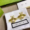 Stud Earring Stud Vintage Gold Ploated Stud -oorbellen Nieuwe metalen Bee Charm oorbellen Designer Style Sieraden Nieuwe Love Gift Earring Box Packa