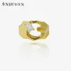 Eheringe Andywen 925 Sterling Silber Gold Dicke offene Hohlfelsenpunk -Punk -Ring Verstellbare Frauen einfach Luxus feiner Schmuck 231222