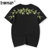 T-shirts masculins Lypreray Tide Marque Bamboo Leaf Embroderie T-shirt à manches courtes